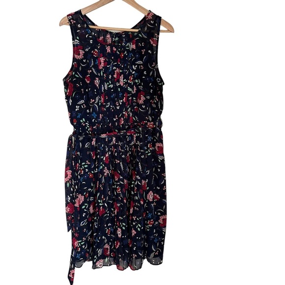 Gap Women's Navy Blue Sleeveless Floral Print Midi Flowy Sundress Size: L‎ - Picture 10 of 12